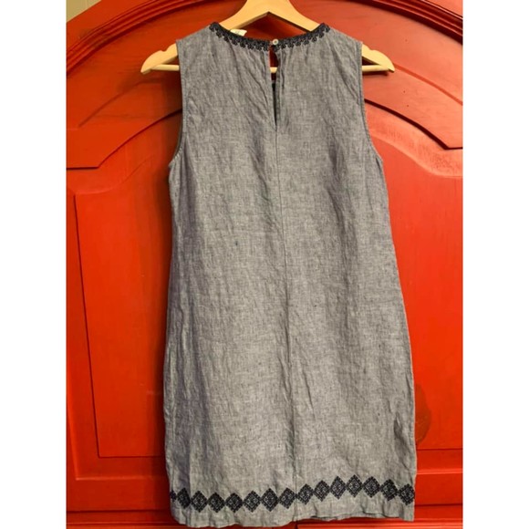 Artisan NY Sze 4 100% Linen Blue Embroidered Chambray Denim Not a Spot on IT EUC - Picture 3 of 3